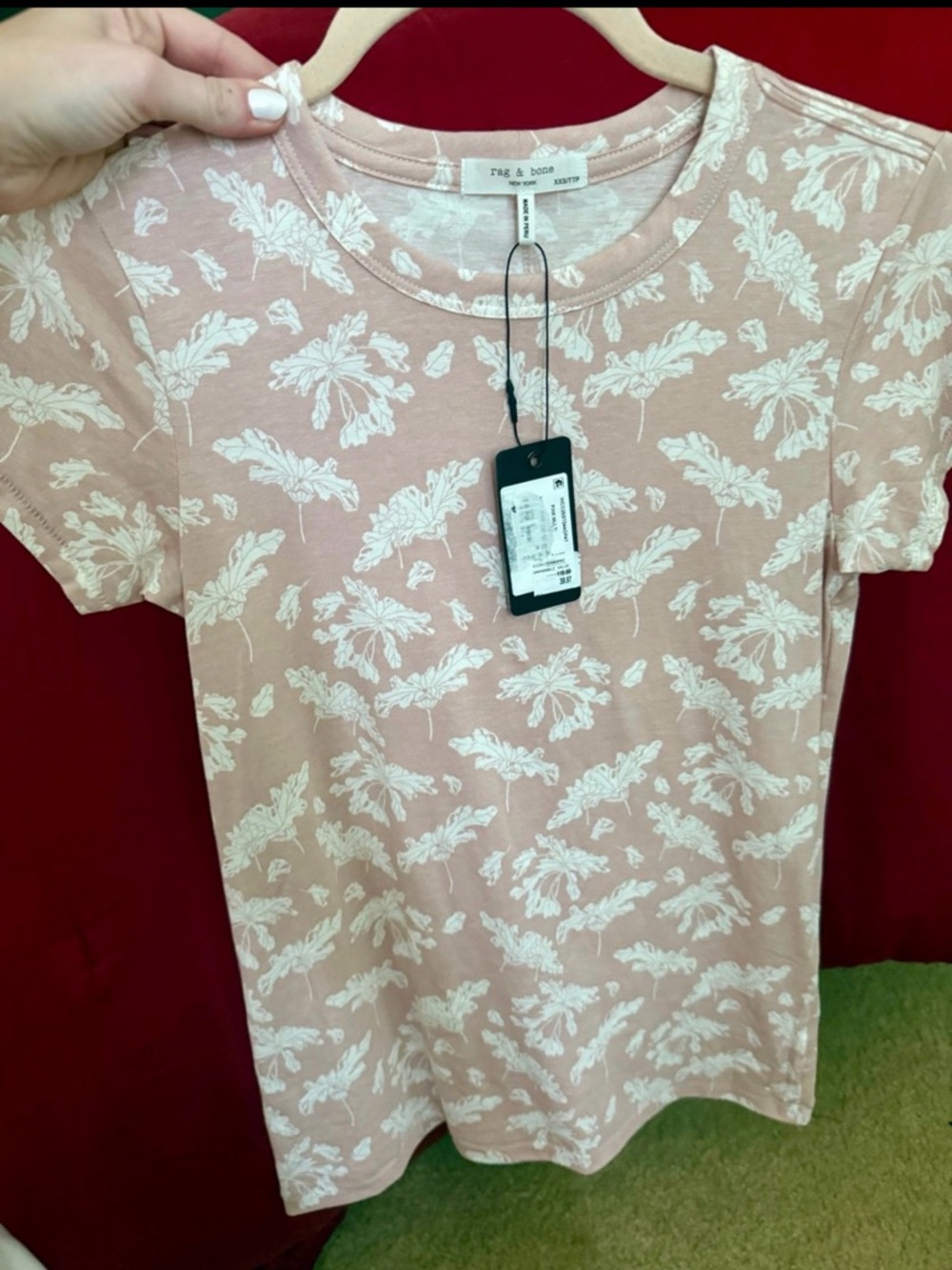 rag & bone Blush Pink Floral Crew Tee
